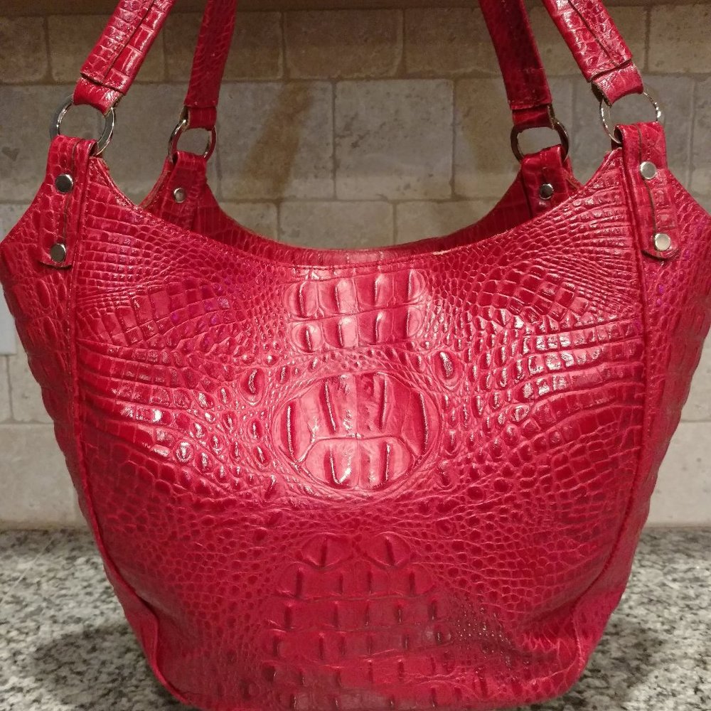 Genuine crocodile embossed leather bag